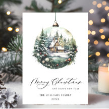 Elegante Waterverf Kerstbal Wens