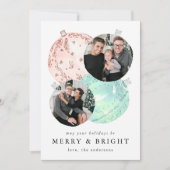 Elegante Waterverf kerstballen 4 Foto Feestdagenkaart (Voorkant)