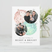 Elegante Waterverf kerstballen 4 Foto Feestdagenkaart (Staand voorkant)