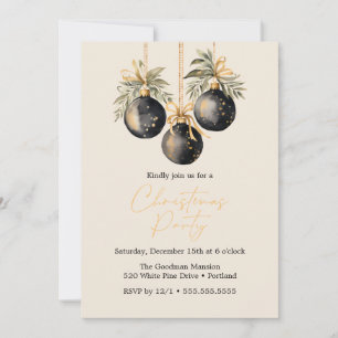 Elegante Waterverf Kerstballen Vakantie Party Feestdagenkaart