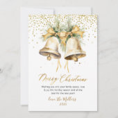 Elegante Waterverf kerstbellen Gold Glitter Feestdagenkaart (Voorkant)