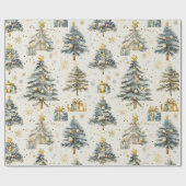 Elegante Waterverf kerstbomen Cadeaupapier (Vlak)