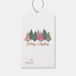 Elegante Waterverf kerstbomen Custom Cadeaulabel