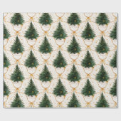 Elegante Waterverf kerstbomen met gouden bogen Cadeaupapier (Vlak)