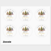 Elegante Waterverf kerstbomen vakantie Ronde Sticker (Vel)