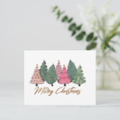 Elegante Waterverf Kerstbomen Vrolijk Kerstfeest Feestdagenkaart (Staand voorkant)