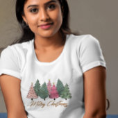 Elegante Waterverf Kerstbomen Vrolijk Kerstfeest T-shirt