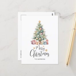 Elegante Waterverf kerstboom & Cadeaus Briefkaart