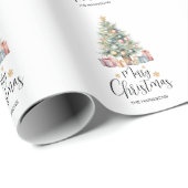 Elegante Waterverf kerstboom & Cadeaus Cadeaupapier (Rol Hoek)