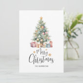 Elegante Waterverf kerstboom & Cadeaus Feestdagenkaart (Staand voorkant)