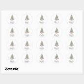 Elegante Waterverf kerstboom & Cadeaus Ronde Sticker (Vel)