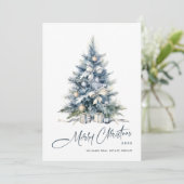 Elegante Waterverf kerstboom Corporate Feestdagenkaart (Staand voorkant)