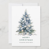 Elegante Waterverf kerstboom Corporate Feestdagenkaart (Voorkant)