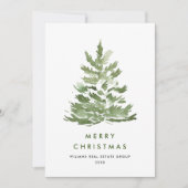 Elegante Waterverf kerstboom Corporate Feestdagenkaart (Voorkant)