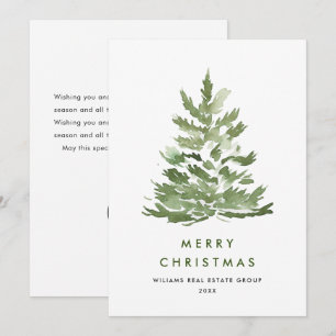 Elegante Waterverf kerstboom Corporate Feestdagenkaart
