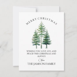 Elegante Waterverf Kerstboom Familie Kaart