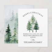 Elegante Waterverf Kerstboom Familie Kaart (Voorkant / Achterkant)