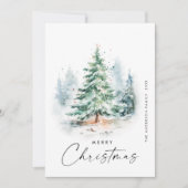 Elegante Waterverf Kerstboom Feestdagenkaart (Voorkant)