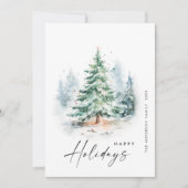 Elegante Waterverf Kerstboom Feestdagenkaart (Voorkant)