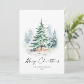 Elegante Waterverf Kerstboom Feestdagenkaart (Staand voorkant)