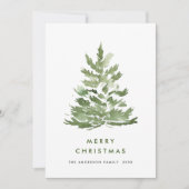 Elegante Waterverf Kerstboom Feestdagenkaart (Voorkant)