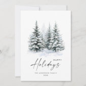 Elegante Waterverf Kerstboom Feestdagenkaart (Voorkant)