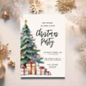 Elegante Waterverf kerstboom feestuitnodiging Kaart