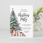 Elegante Waterverf kerstboom feestuitnodiging Kaart (Staand voorkant)