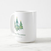 Elegante Waterverf kerstboom foto cadeau Koffiemok (Voorkant links)