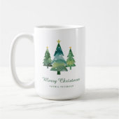 Elegante Waterverf kerstboom foto cadeau Koffiemok (Links)