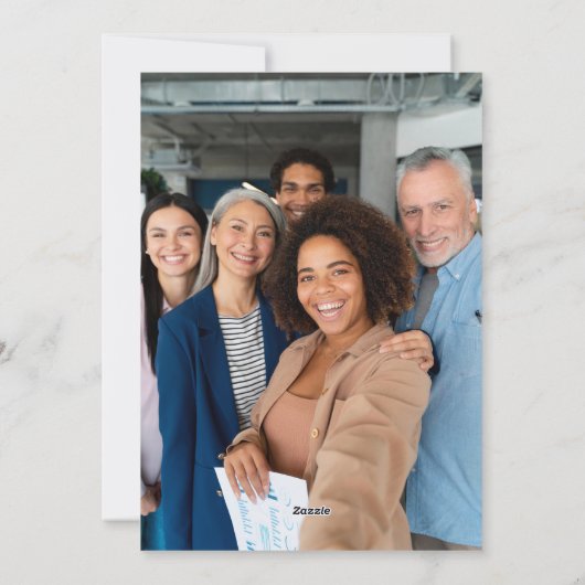 Elegante Waterverf Kerstboom foto Corporate Feestdagenkaart (Achterkant)