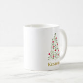 Elegante Waterverf kerstboom gepersonaliseerd Koffiemok (Voorkant rechts)