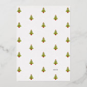 Elegante Waterverf kerstboom gouden script Folie Feestdagenkaart (Achterkant)