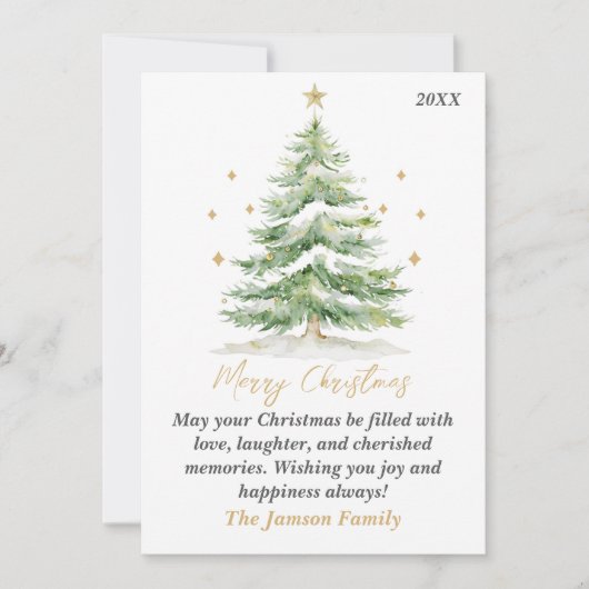 Elegante Waterverf kerstboom Kaart (Voorkant)