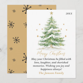 Elegante Waterverf kerstboom Kaart