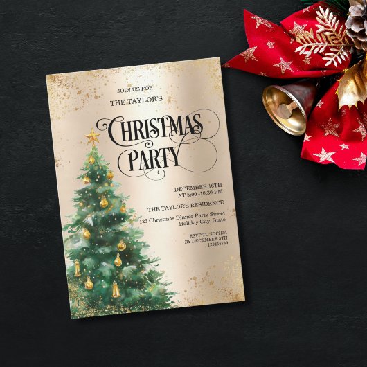 Elegante Waterverf Kerstboom Kaart