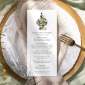 Elegante Waterverf kerstboom kerstdiner Menu
