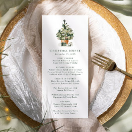 Elegante Waterverf kerstboom kerstdiner Menu