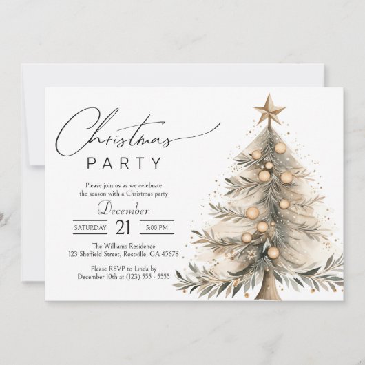 Elegante Waterverf Kerstboom Kerstfeest Kaart (Voorkant)