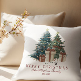 Elegante Waterverf Kerstboom Kussen