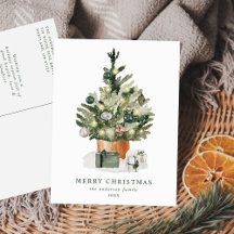 Elegante Waterverf Kerstboom Niet-Foto