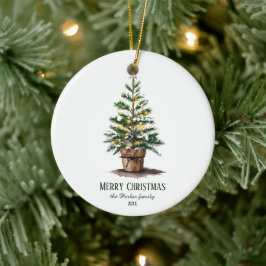 Elegante Waterverf kerstboom, oprechte wens Keramisch Ornament