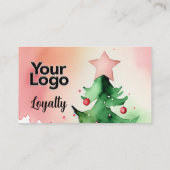 Elegante Waterverf kerstboom QR-code Informatiekaartje (Achterkant)