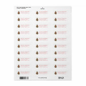 Elegante Waterverf Kerstboom Rode Gingham Strik Etiket (Full Sheet)