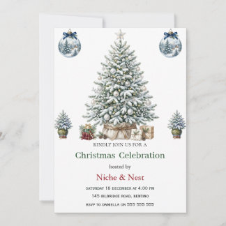 Elegante waterverf kerstboom uitnodiging