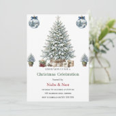 Elegante waterverf kerstboom uitnodiging (Staand voorkant)