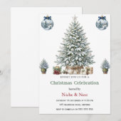 Elegante waterverf kerstboom uitnodiging (Voorkant / Achterkant)