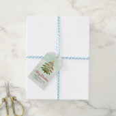 Elegante Waterverf Kerstboom Vakantie Feest Cadeaulabel (Met Touw)