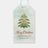 Elegante Waterverf Kerstboom Vakantie Feest Cadeaulabel (Achterkant)