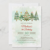 Elegante Waterverf kerstboom verjaardagsfeestje Kaart (Voorkant)